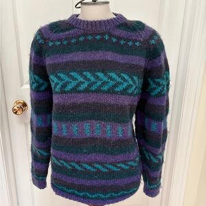 Purple and Teal Striped Sweater homemade chunky sweater